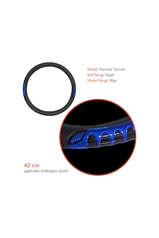 Pmx Geçmeli Direksiyon Kılıfı Fosforlu Siyah Mavi 42 Cm Teq-007bk/bl Mavi