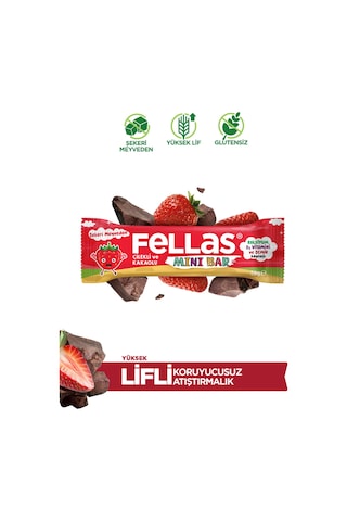 Fellas Çilek ve Kakaolu Mini Kids Meyve Bar 12 x 28 G