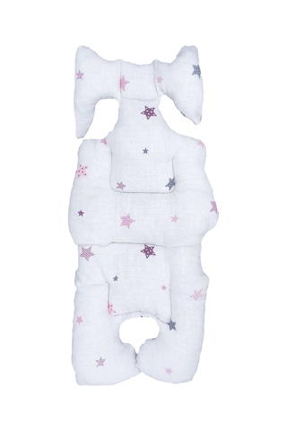 Ezh Collection 8011 Müslin Puset ve Oto Koltuğu Minderi Beyaz-Pembe