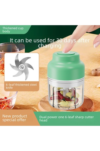 Reedark Kablosuz Mini Elektrikli Sarımsak Ezici 320ml Yeşil 6 Yaprak Bıçaklı Geliştirilmiş Sürüm Otomatik Karıştırıcı Mutfak Aleti Diğer