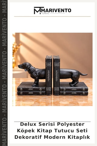 Delux Serisi Polyester Köpek Kitap Tutucu Seti Dekoratif Modern Kitaplık