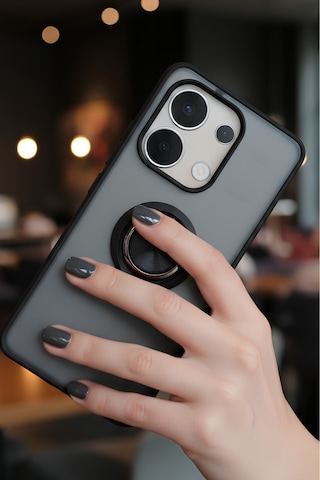 Xiaomi Redmi Note 13 Pro 4g İçin Kamera Korumalı Yüzüklü Kılıf - Leke Tutmaz Mat Ve Dayanıklı Yapı