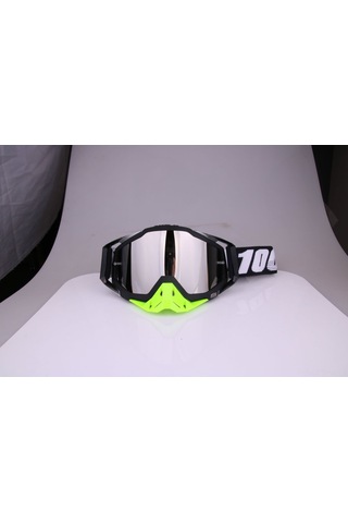 Maiyame Motorcycle Güneş Gözlüğü - Rüzgar, Toz Ve Uv Koruyucu - Erkek/kadın - Esnek Ayarlanabilir Kaymaz Kordon - Siyah+yeşil Gümüş Lens