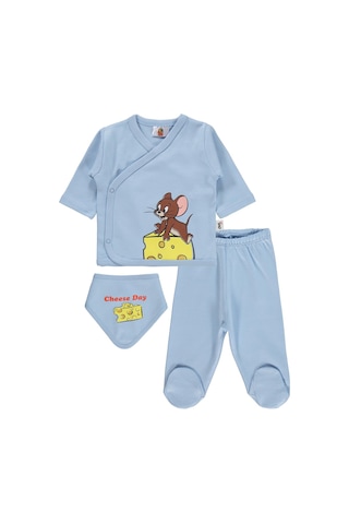 Civil Baby Cheese Day Baskılı Zıbın Takımları - Mavi 04330209026S1