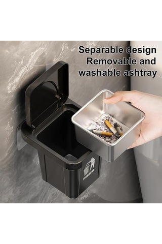 Geekyou Duvar Takılı Sigara Kumlugu - Siyah Abs Ve Paslanmaz Çelik Materyal, Pratik Atık Yönetimi Siyah