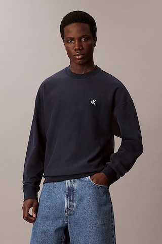Calvin Klein Erkek Regular Fit Bisiklet Yaka Nakış Logolu Sweatshirt - Lacivert Dark Sapphire