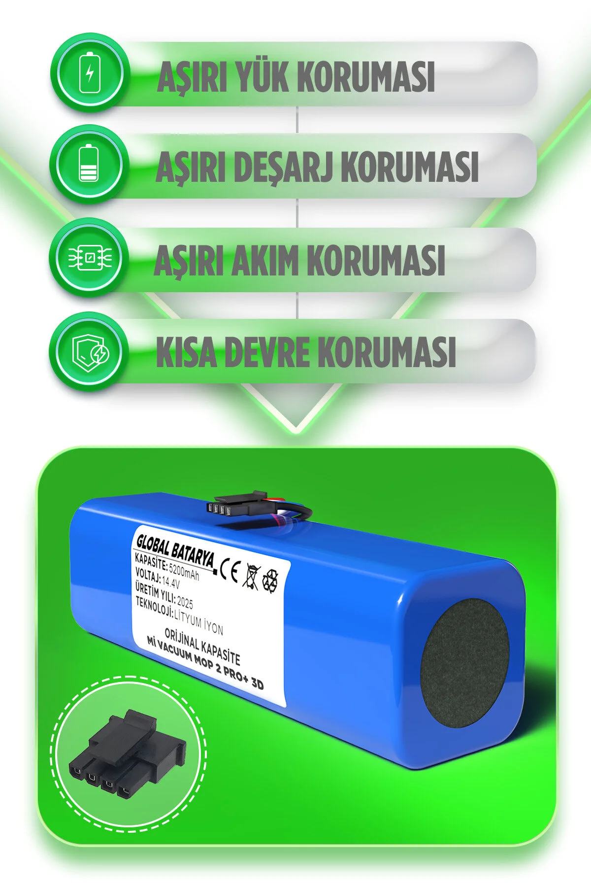 Xiaomi Mi Vacuum Mop 2 Pro Plus 3d Uyumlu Akıllı Robot Süpürge Batarya 14.4v 5200mah Pil