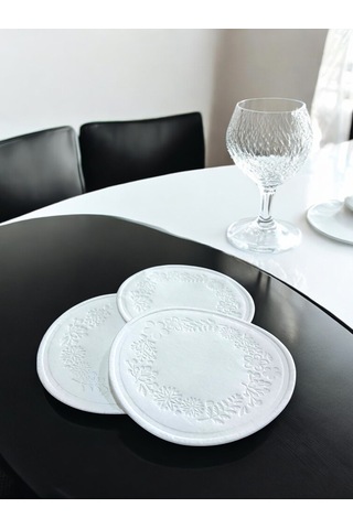 Cam Bardak Altlığı 90 Mm Desenli 250 Adet Beyaz