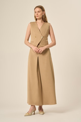 Ftz Women Kadın Yelek Etek Çizgili Takım Beige 31147 Beige