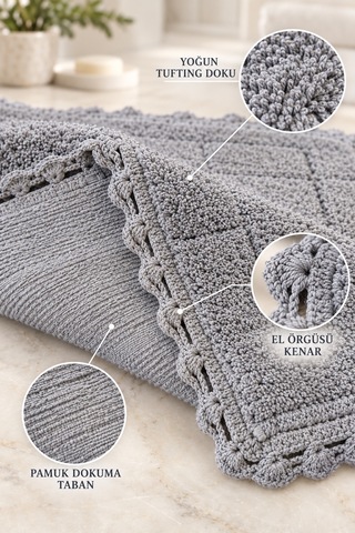 Alanur Bodrum Tufting Cotton Pamuklu El Işi Örgülü 2 Li Paspas 109 gri