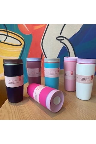 Trendooze Kahve İçme Deneyiminizi Artıran Gaojunshop01 Gül Kırmızı 600ml Paslanmaz Çelik Termos Ev Ofis Seyahat Kupası Gül Kırmızısı