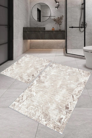 Eliana Home Dijital Baskı 2'li Banyo Paspas Takımı Lna5-0561 100x60 Ve 60x50 Cm Krem