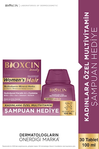 Womens Hair 30 Tablet + Seyahat Boy Multivitamin Şampuan