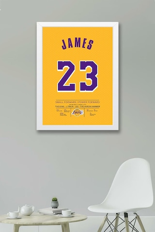 Lebron James Forma Çerçeveli Tablo - Nba Los Angeles Lakers Jersey