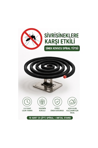 Bakgelal Sivrisinek Kovucu Spiral Tütsü Yasemin Kokulu 10 Adet 5 Çift , Haşere Ve Sinek Kovucu Bahçe Balkon Teras Kamp Piknik İçin