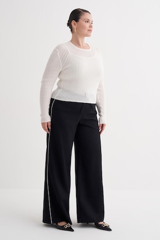 Transparan İnce Triko Bluz-6283 Beyaz