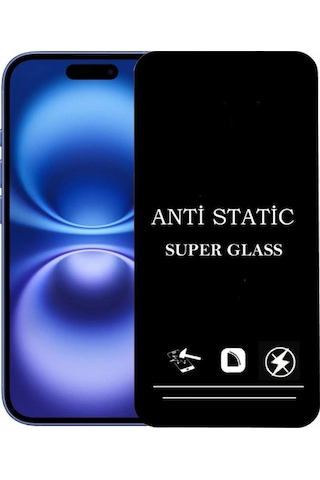 İphone Uyumlu 16 Anti Statik Ekran Koruyucu Toz Tutmayan Kırılmaz Cam