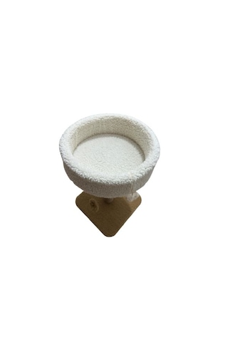Yuvarlak Kedi Yatağı Yumuşacık Peluş Kedi Tırmalama Tahtası Ve Kedi Evi- 4'lü Ponpon Oyunlu 55 Cm
