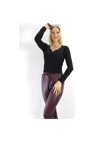 Rouge Basıc Mikro Armut Yaka Body Siyah