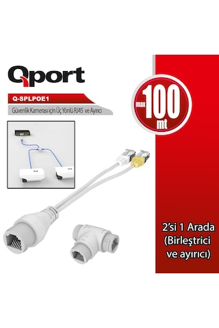 Q-port Q-splpoe1 Poe Splıtter 2-in-1 Ag Konnektoru+ 3 Yollu Rj45