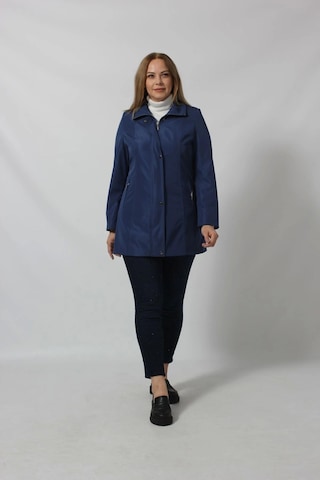 1616 Fermuarlı Cep Detaylı Kapuşonlu Bondit Ceket Sax Saks Mavi