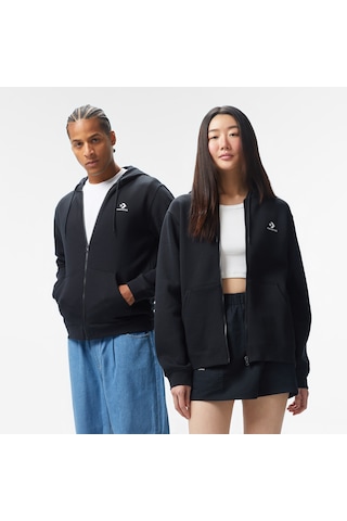 Converse Go-to Embroidered Star Chevron Unisex Fermuarlı Siyah Eşofman Üstü 10024511 Siyah