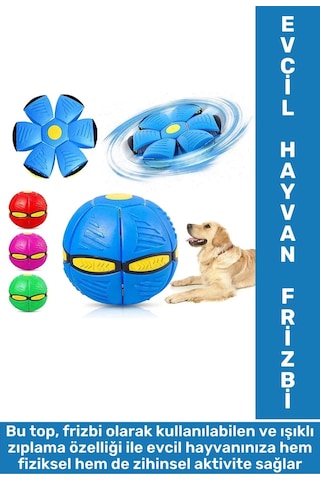 Eğlenceli İnteraktif Fiziksel Zihinsel Gelişim Işıklı Zıplayan Frizbi Kedi Köpek Evcil Hayvan Topu