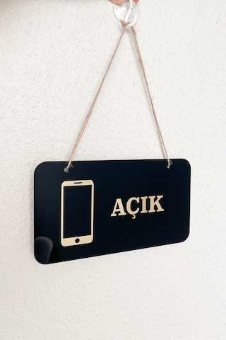 Telefoncular İçin Açık Kapalı Kapı Tabelası 22x12 Cm
