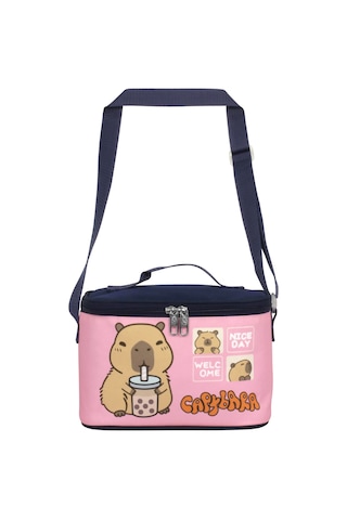Capybara Kız Çocuk Isı Yalıtımlı Beslenme Çantası - Lacivert - Pembe - 5204 Çok Renkli