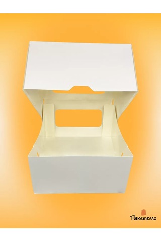 Paketello Pasta Kutusu - 240x240x100mm, Beyaz, Pencereli, 10 Adet 148186862