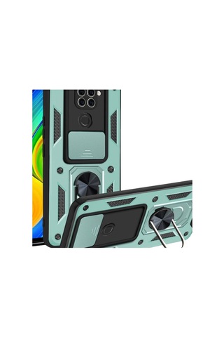 Xiaomi Redmi Note 9 4g Kılıf Pars Lens Yüzüklü Silikon - Yeşil Evimdeyokyok