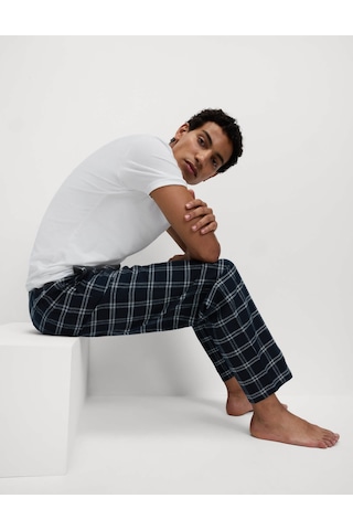 Marks & Spencer Çizgili %100 Pamuk Pijama Altı T07005125 Lacivert