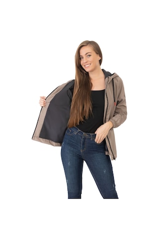 Freemen Kadın Vizon Su Geçirmez Ve Rüzgara Dayanıklı Astarlı Kapüşonlu Yağmurluk Vizon