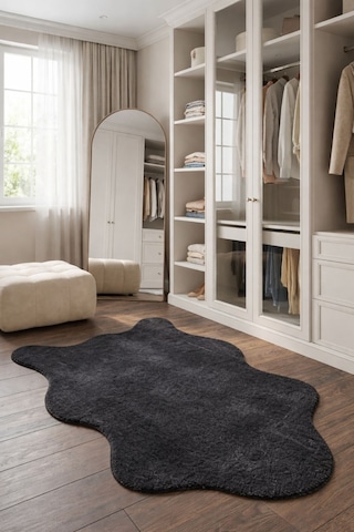 Puffy Yumuşak Peluş Post Halı Kaymaz,yıkanabilir,antre,hol,giyinme Odası, Makyaj Masası Halısı Antrasit
