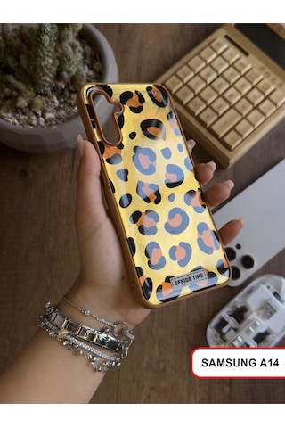 Samsung Galaxy A14 Uyumlu Lüks Leopar Desenli Silikon Telefon Kılıfı Desen2