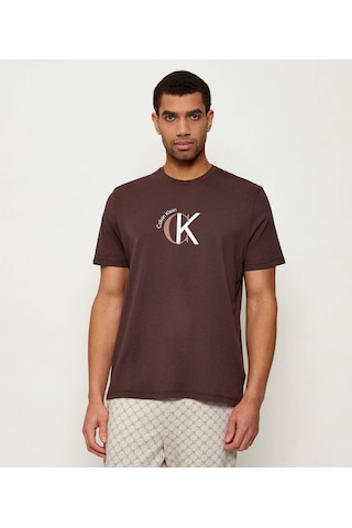 Erkek Normal Kalıp %100 Pamuklu Logo Desenli Kısa Kollu Kahverengi T-shirt Lv14re829g-2ın Kahverengi