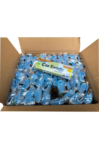 Canhome Mavi Orta Boy 55 x 60 CM 30 Litre Çöp Torbası Poşeti - 20 Adetlik 50 Rulo - Koli