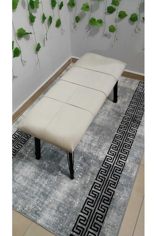 Özcan Metal Özel Tasarım Metal Ayaklı Metal Kasalı Bench Mutfak Salon Antre Yatak Odası Puf Bank Bej