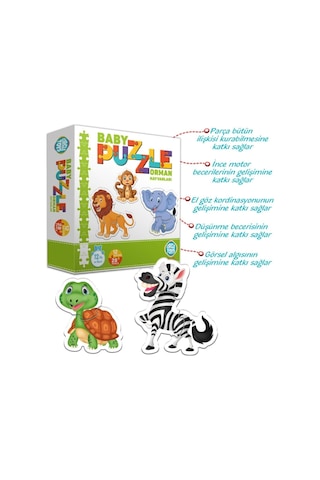 Circle Toys Orman Hayvanları Bebek Puzzle Seti 12 Adet 28 Parça Puzzle