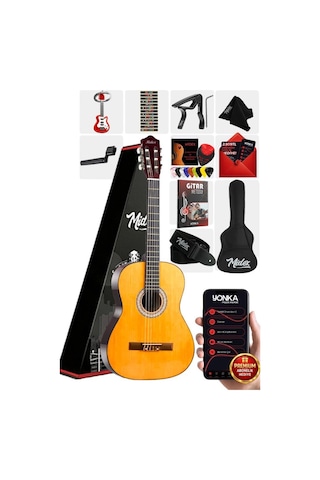 Midex Cg-270m Doğal Renk Klasik Gitar 4/4 Yetişkin Boy Sap Ayarlı Full Set