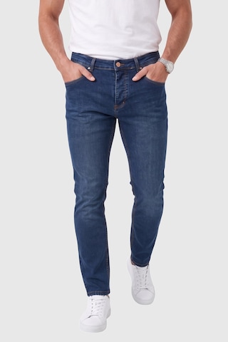 Rizzup Erkek Slim Fit Likralı Taşlanmış Lacivert Kot Pantolon Yumuşak Dokulu Esnek Dar Paça Jean 2602093