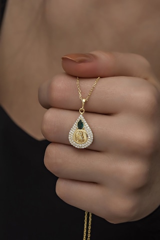 Nereze 925 Ayar Gümüş Gold Osmanlı Tuğralı Kolye