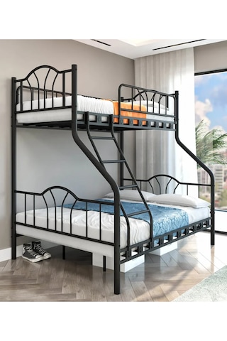 Missidea İmaj 3 Kişilik Ebeveyn 3'lü Metal Ranza Siyah 90x190 Cm 90 x 190