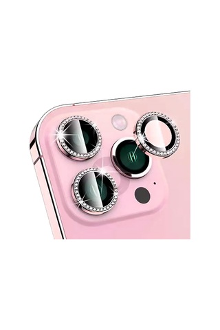 BİNANO Apple Uyumlu iPhone 14 PRO/14 PRO MAX TAŞLI PEMBE KAMERA