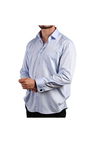 Dicotto Mavi Büyük Beden Rahat Kesim Micro Kumaş Kol Düğmeli Regular Fit Erkek Gömlek - 190-4 001