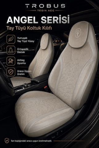 Toyota Aygo 2005-2021 Uyumlu Angel Serisi Tay Tüyü Koltuk Kılıfı Bej