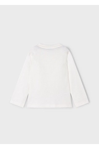 Erkek Çocuk Normal Kalıp Uzun Kollu Harf Aplikeli T-shirt - Krem SIYAH