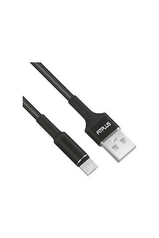 Fitplus Round Rs-101 Micro Usb Data/Şarj Kablosu 3A 1M Örgü Siyah