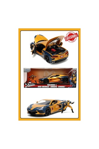 Marvel X - Men Wolverine & 2020 Chevrolet Corvette Stingray Model Araba 1:24