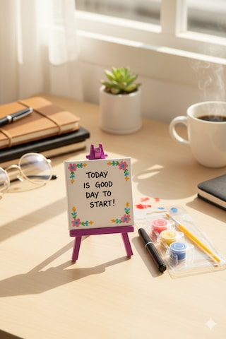 Mini Sanat Atölyesi: Şövaleli Tuval Ve Boya Seti 9x9 Cm 2 Adet